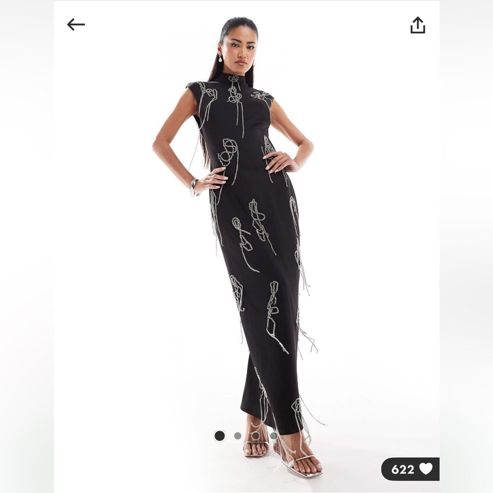 ASOS Black Chain Embellishment Dress w/ Open Back